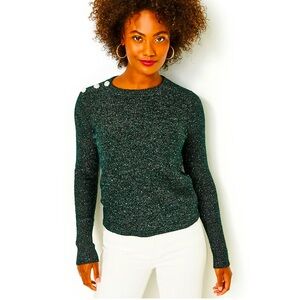 EUC Lilly Pulitzer Morgen Sequin Sweater in Evergreen Metallic